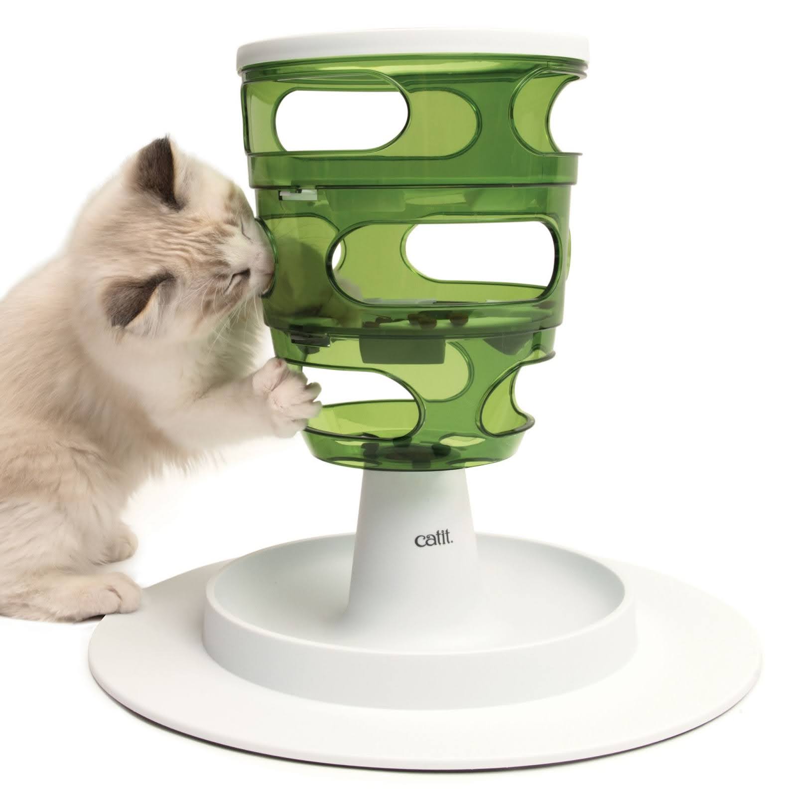 cat eating out of a puzzle feeder
