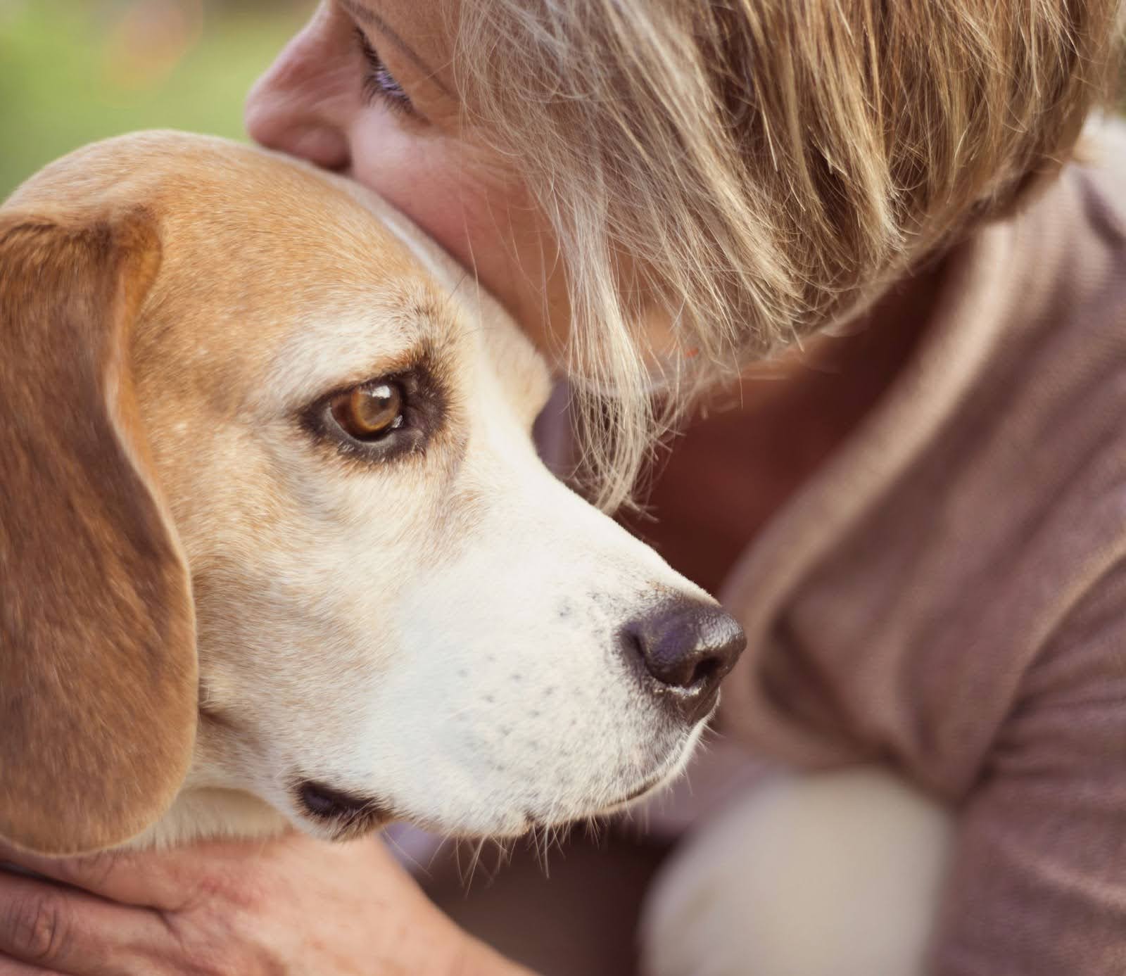 woman hugging her dog